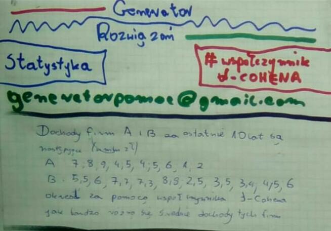 Współczynnik D-Cohena, Średnia ze średnich - Rozwiązan