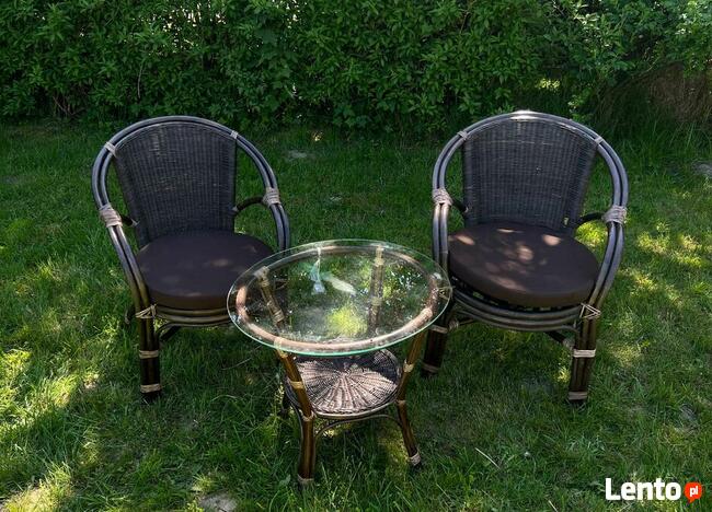 Komplet mebli ogrodowych z rattanu naturalnego - MIMOZA