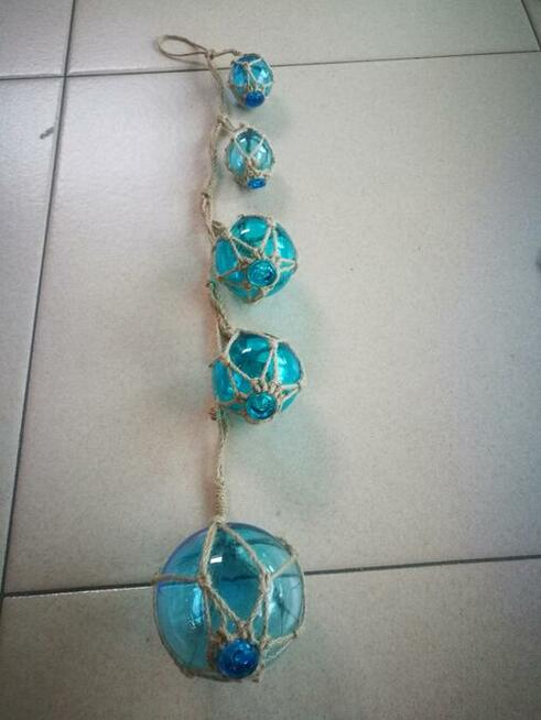 Szklane boje rybackie na sznurku zestaw