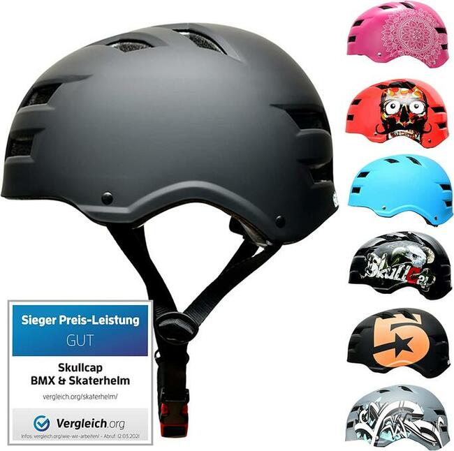 Kask skate BMX Rolki SkullCap M 55-58cm czarny