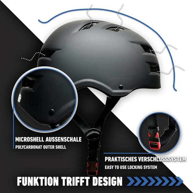 Kask skate BMX Rolki SkullCap M 55-58cm czarny