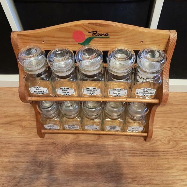 Stojak na przyprawy z 10 słoiczkami - stan IDEALNY