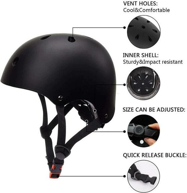 XJD dziecięcy kask na hulajnogę S czarny 49-55cm