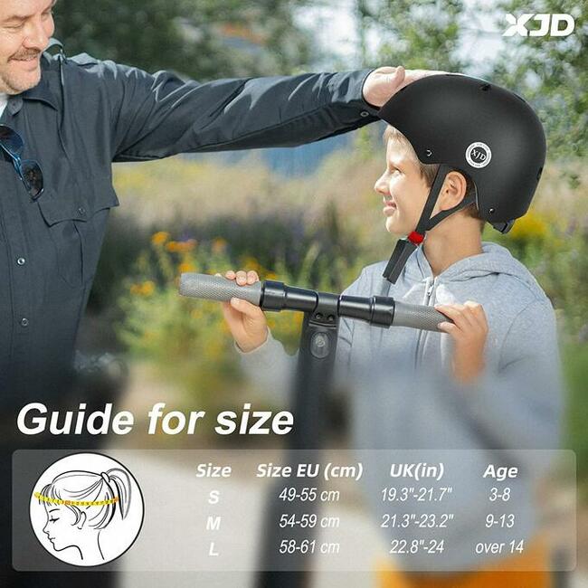 XJD dziecięcy kask na hulajnogę S czarny 49-55cm