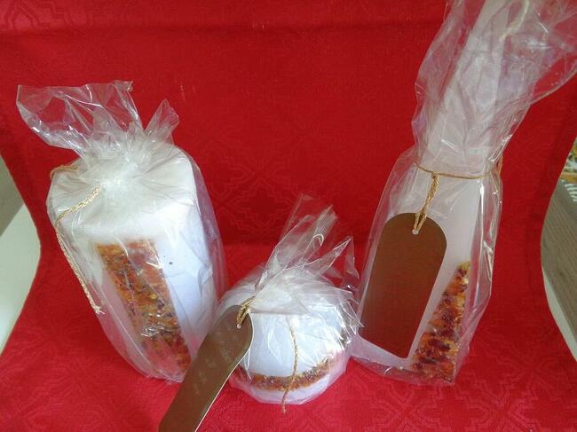 Kpl - 3 szt świece z bursztynem