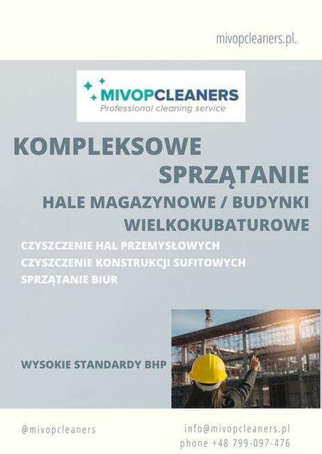 Sprzątanie dużych powierzchni - hal, magazynów oraz biur