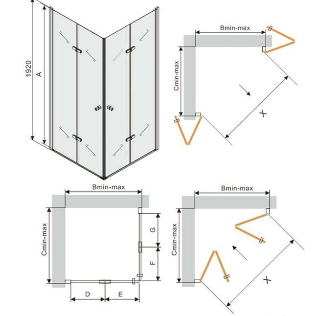 KABINA PRYSZNICOWA ZŁOTA Gold składana Rozmiary Wysyłka