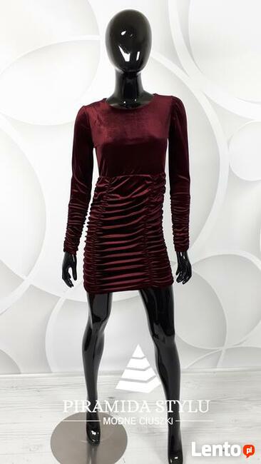 Welurowa sukienka SUPER JAKOŚC ! Kolor: czarny, bordo