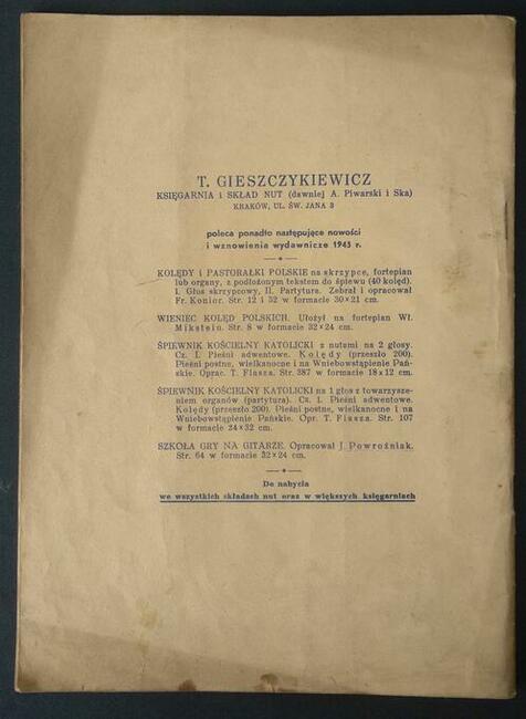 Kolędy Polskie zeszyt z 1943 r.