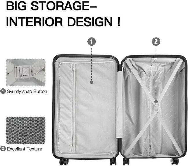 Fochier Zestaw walizek 3szt. 45L 72L 90L zamek TSA