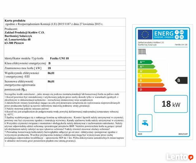Kocioł 5klasa Feniks Pleszew na węgiel drewno zasypowy 18KW