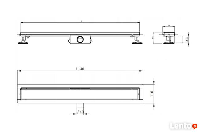 ODPŁYW LINIOWY CZARNY niski Rozmiary Gwarancja 10 lat !