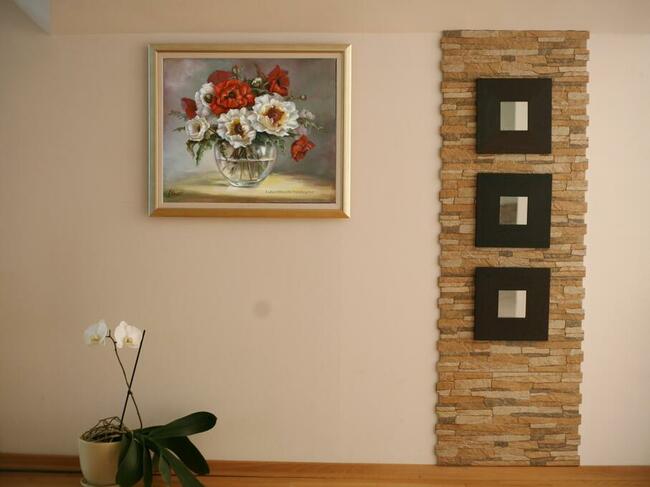 Maki -kwiaty w wazonie, obraz olejny, L. Olbrycht