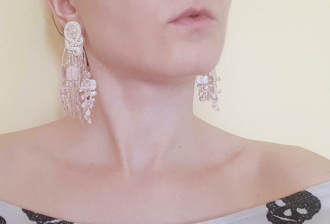 Kolczyki sutasz jasno różowe, pudrowego, wesele