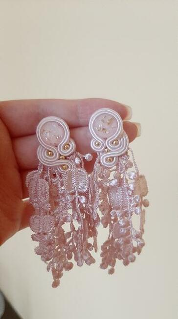 Kolczyki sutasz jasno różowe, pudrowego, wesele