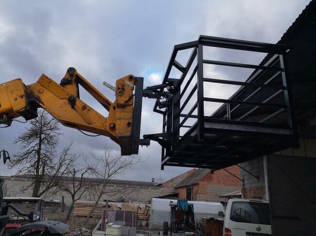 Kosz narzędziowy, prosty – podest do ładowarki lub koparki