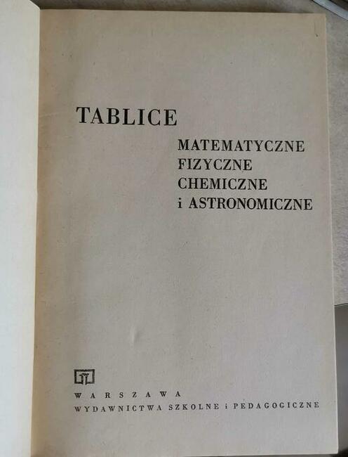 Tablice matematyczne chemiczne fizyczne astronomiczne