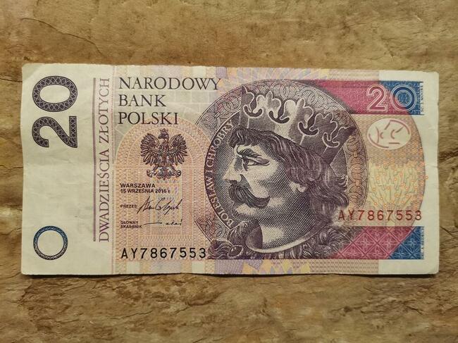 Banknot dwadzieścia zł. Nr ser. 786...