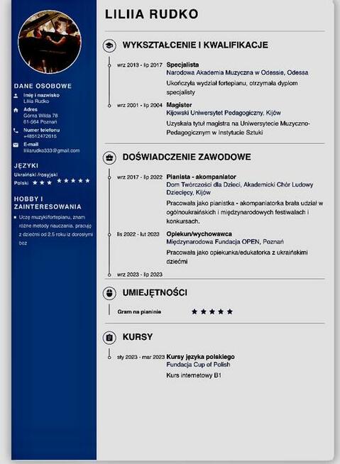 Korepetytorka gry na pianinie