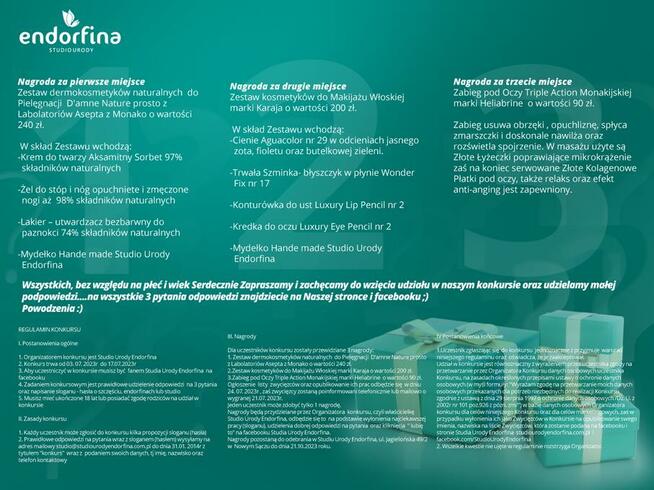 KONKURS Z NAGRODAMI w Studio Urody Endorfina:)