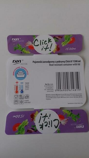 Pojemnik żaroodporny z pokrywą „Click it!”, 1500 ml