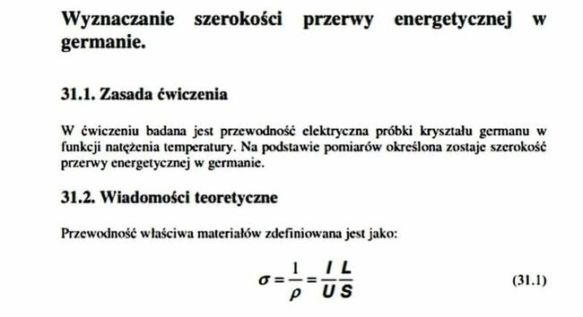 Wyznaczanie szerokości przerwy energetycznej w ﻿ germanie