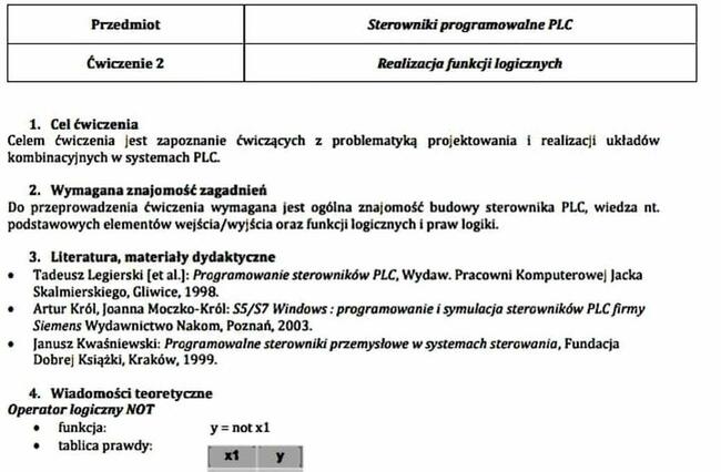 Sterowniki programowalne PLC - Sprawozdanie