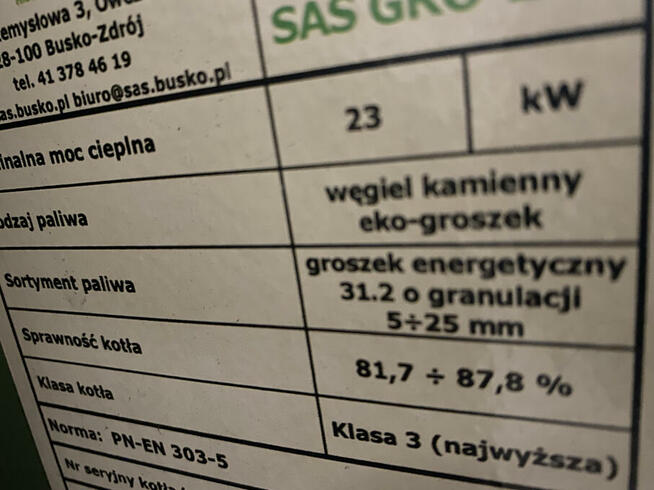piec używany SAS GRO-ECO 23 KW sprzedam ekogroszek