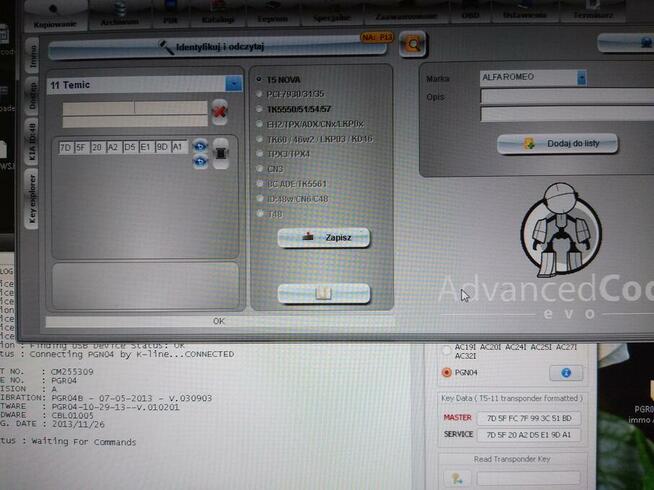 Moduł immo PGR04 programowanie transpondera