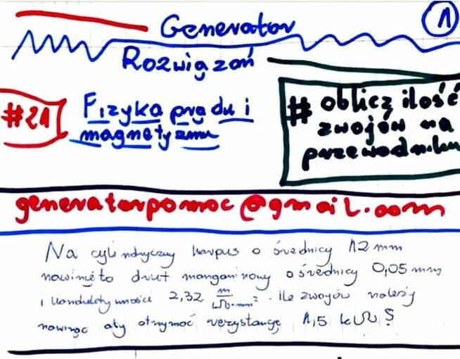 Obwód SEM, ilość zwojów, przewodniki - Zestaw 8 rozwiązań