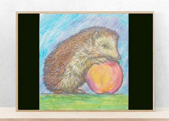 obrazek z jeżem, jeż plakat A4, zwierzęta obraz 21x30 cm