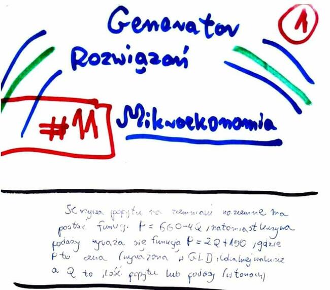 Równowaga popytu i podaży - Zestaw 1 rozwiązań