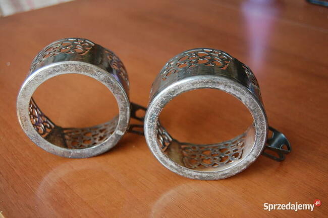 Dwa stare koszyczki na szklanki. Posrebrzane, platerowane.