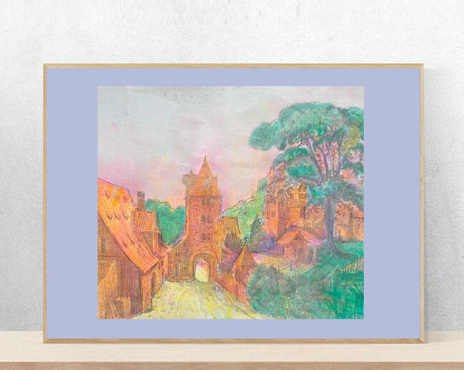 vintage obrazek A4, pejzaż plakat 21x30