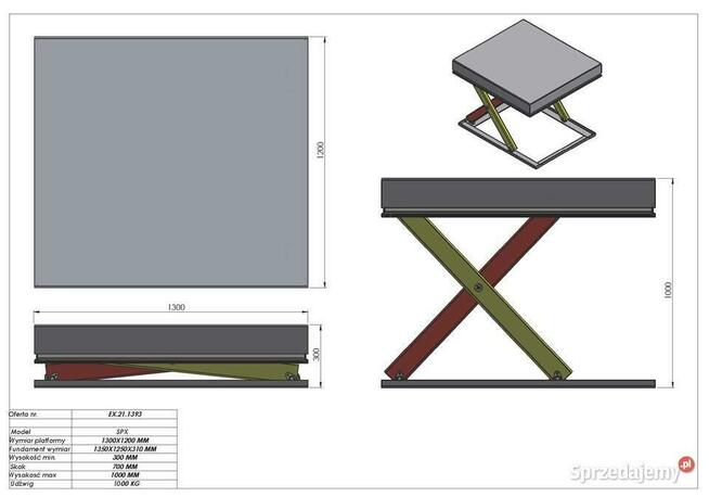 Podnośnik nożycowy, stół podnośny hydrauliczny