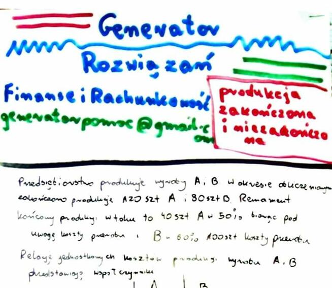 Produkcja zakończona i niezakończona - Zestaw 1 rozwiązań