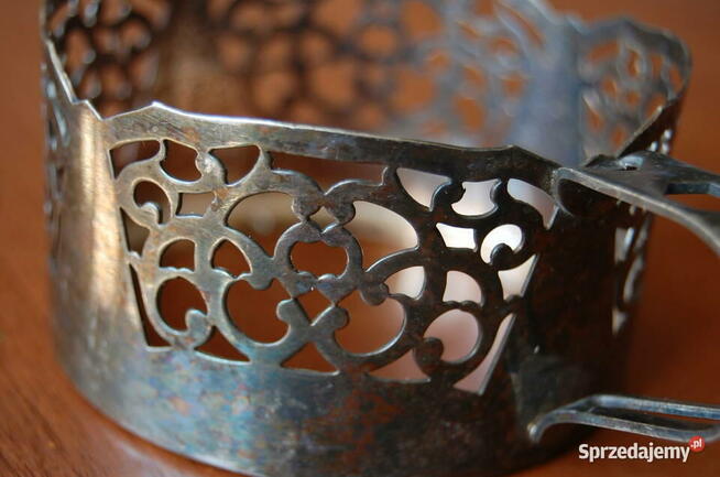 Dwa stare koszyczki na szklanki. Posrebrzane, platerowane.