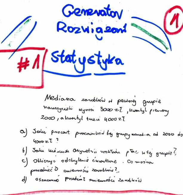 Miary przeciętne, Miary pozycyjne - Zestaw 5 rozwiązań