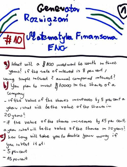 Annual interest rate, Future Payment - Zestaw 3 rozwiązań