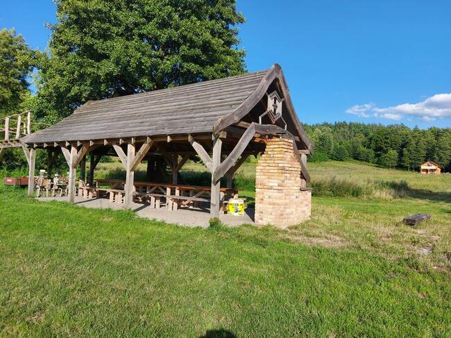 Domek nad jeziorem własna linia brzegowa pomost rower wodny.