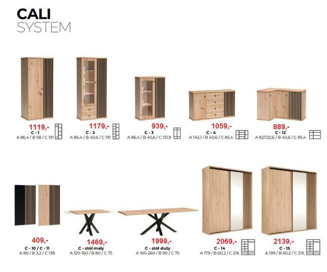 Kolekcja mebli do salonu, sypialnia - loftowa CALI