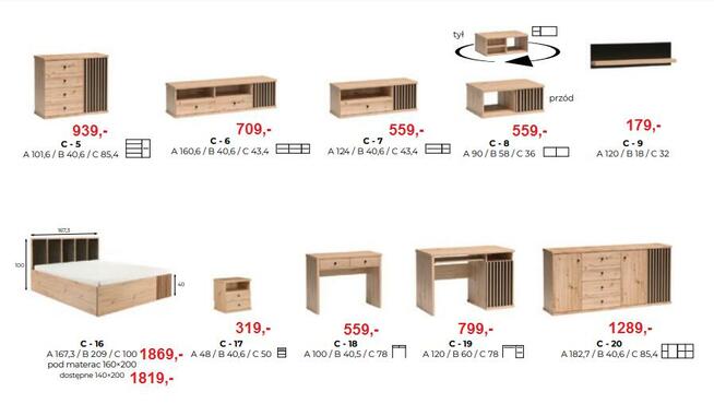 Kolekcja mebli do salonu, sypialnia - loftowa CALI
