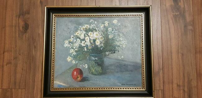 Obraz płótno ręcznie malowany Bukiet Rumiankow