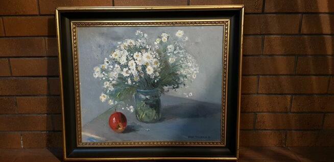 Obraz płótno ręcznie malowany Bukiet Rumiankow