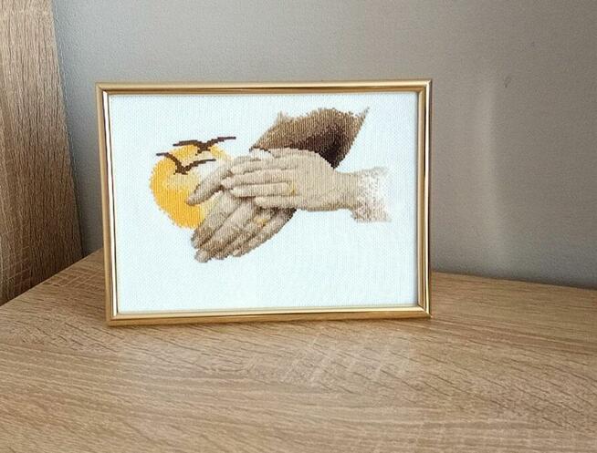 Ślub haft krzyżykowy pamiątka ślubna rękodzieło prezent