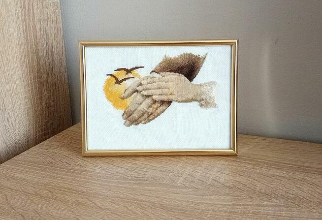 Ślub haft krzyżykowy pamiątka ślubna rękodzieło prezent