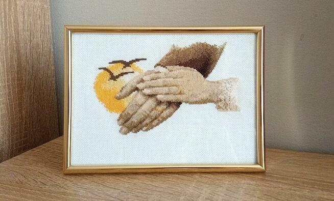 Ślub haft krzyżykowy pamiątka ślubna rękodzieło prezent