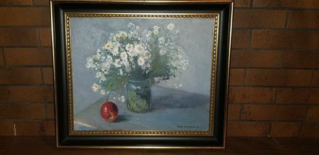 Obraz płótno ręcznie malowany Bukiet Rumiankow