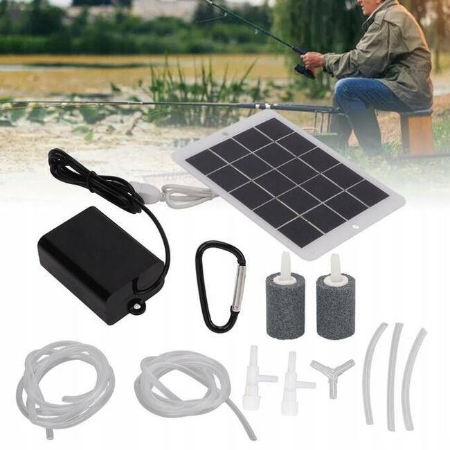 Napowietrzcz Solarny.Pompka tlenu słoneczna.Ryby.Oczko wodne