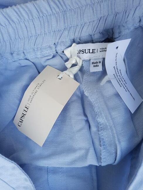 40 spodnie Lniane błękitne Capsule pas 80cm